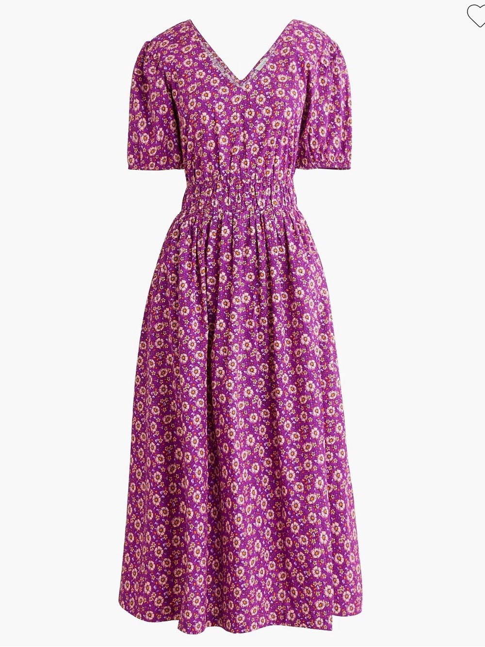J. Crew Smocked-Waist Poplin Midi Dress